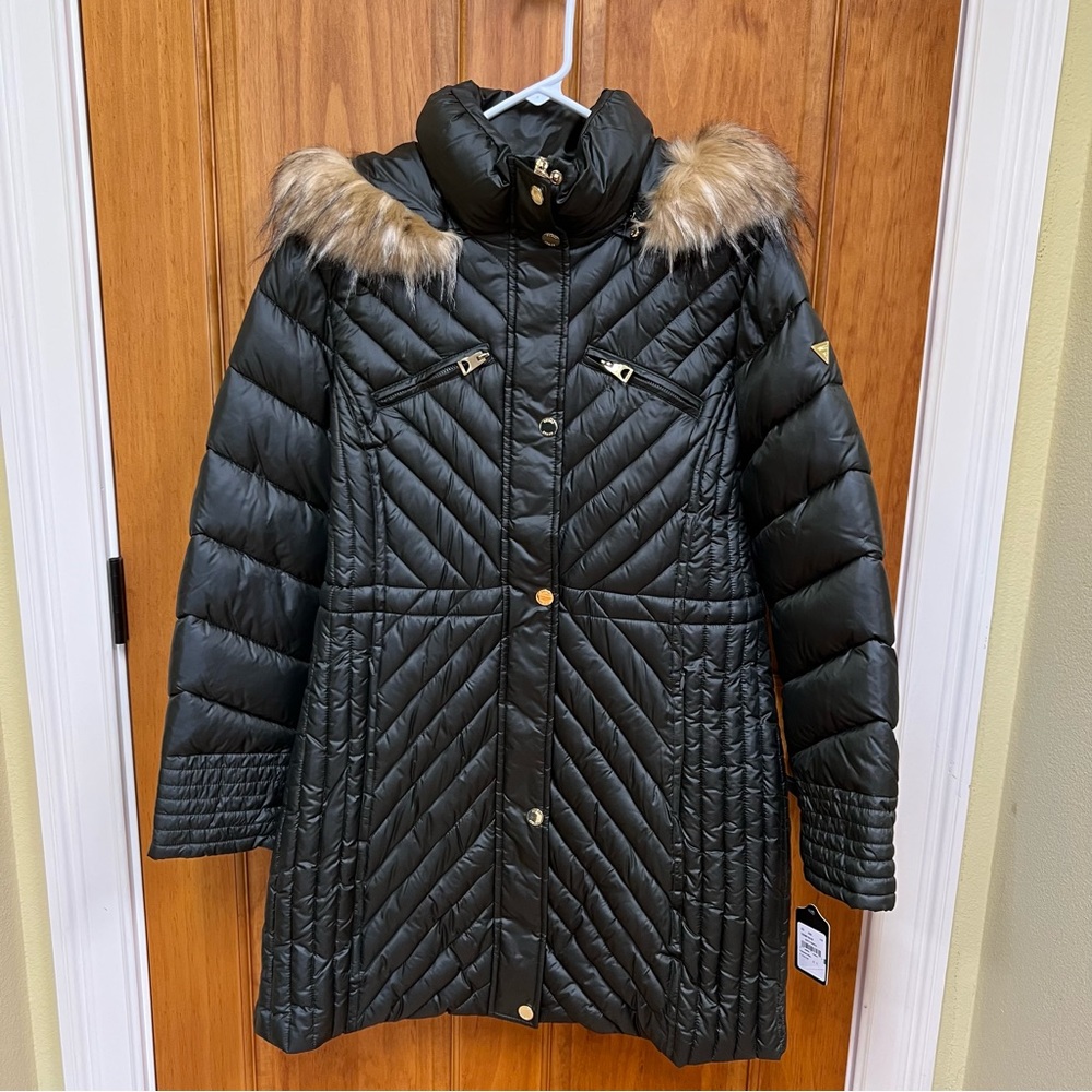 NWT Guess Dark Olive Puffer Coat, Size L